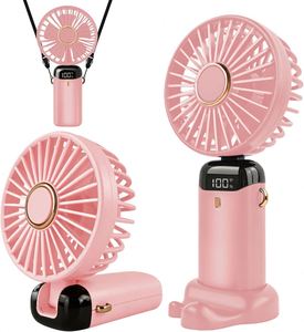 New <b>Foldable</b> Digital Fan - Portable Neck/<b>Desk</b> Fan with Lanyard & Custom Logo for Dorm/<b>Office</b>/Outdoor - Product Image 1