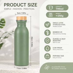 Custom Printed 700ml Single Wall Stainless Steel Outdoor Travel Sports Water <b>Bottle</b> with Bamboo Lid Promotional Gift <b>Bottle</b> - Product Image 3