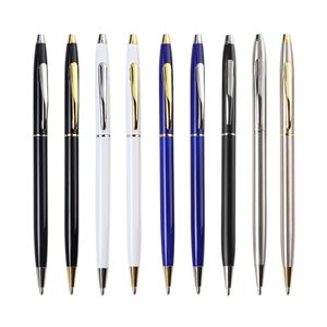 Slim Metal Ballpoint <b>Pen</b> <b>Gold</b> Silver Trim Executive Signature <b>Pen</b> Custom Laser Logo for Corporate Promotional Gift - Product Image 1