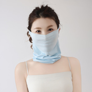 Summer Outdoor Cycling <b>Sunscreen</b> <b>Face</b> Mask <b>For</b> Women Thin Modal Neck Cover Solid Color Lightweight Protection - Product Image 4