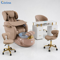 Fauteuil de pédicure de luxe avec repose-pieds massant, hydromassage sans tuyauterie, dossier réglable, pour salon de manucure