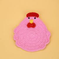 Nouveau dessous de plat en laine crocheté à la main, isolant thermique, motif poussin de dessin animé créatif, forme irrégulière, pour l'exportation