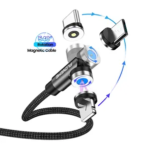 Торговый челнока 3in1 кабель FLOVEME 540 градусов Магнитный кабель 3 в 1 светодиодный Магнитный зарядный кабель 3 в 1 кабель Usb Type c кабель для передачи данных