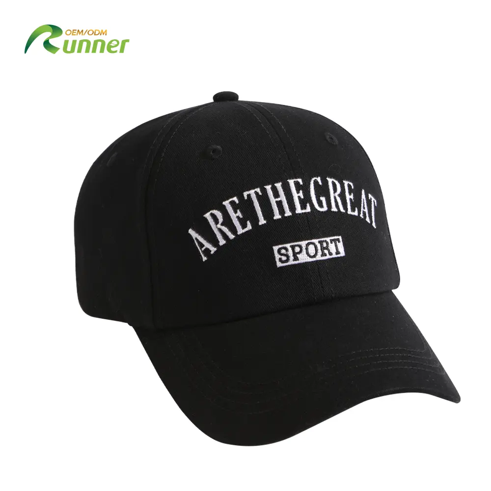 Runner 2024 Unisex Sports ODM New Innovation Plain Breathable Black Baseball Caps Custom 3D Embroidery Logo Gorra