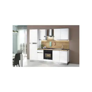 Designs inovadores de cozinha pré-montados-Integrated Handle Melamine Kitchen-Eleve sua experiência culinária