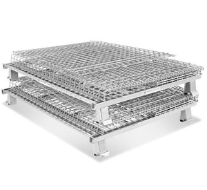 سلة أسلاك معدنية للخدمة الشاقة مع عجلات قابلة للطي صندوق تفريغ لعرض التجزئة للتخزين - Product Image 6