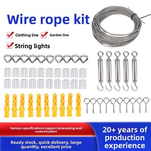 Staaldraadkabelset Buitenverlichting Kledingdroogrek Hangende karabijnhaak Spanner Staaldraadkabelset - Product Image 1