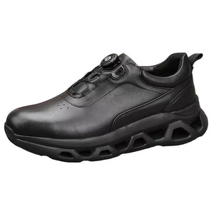Chaussures de marche pour hommes en cuir véritable, bout rond, respirantes, semelle intermédiaire en EVA, semelle extérieure en caoutchouc, baskets décontractées épaisses pour l'automne - Product Image 5