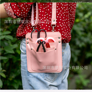 Bolsa de herramientas de cuero de alta gama para tijeras de jardín, bolsa de almacenamiento para herramientas de poda al aire libre, funda para tijeras de peluquería, bolso bandolera - Product Image 5