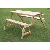 Meubles de jardin, table et chaises pliantes 2 en 1, table de pique-nique convertible, banc de jardin, table pliable en bois de sapin massif
