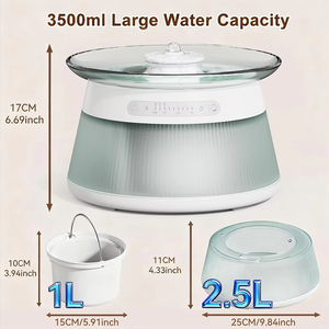 <span class=keywords><strong>Fontaine</strong></span> <span class=keywords><strong>à</strong></span> <span class=keywords><strong>eau</strong></span> intelligente pour chat en verre 3,5 L avec capteur, sans filtre, séparation des eaux usées, batterie sans fil 4000 mAh, OEM ODM - Product Image 2