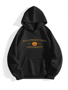 Sudadera con Capucha para Mujer, Diseño de Halloween Town University, Estampado Gráfico, Informal, para Otoño e Invierno, Cálida, de Algodón y Spandex, con Logotipo Frontal - Product Image 1