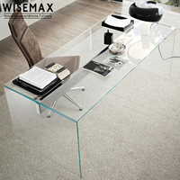 WISEMAX FURNITURE Table longue en verre clair de style nordique simple, durable et écologique, pour chambre à coucher, coiffeuse, lecture, étude, maison