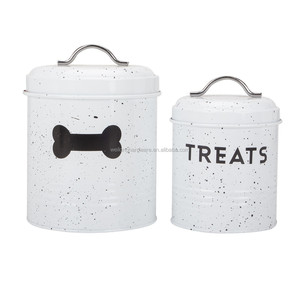 Storage Jar Home Metal Pet Food Storage Canister Vintage Design Dog Food Treats Storage Container Tin Jar