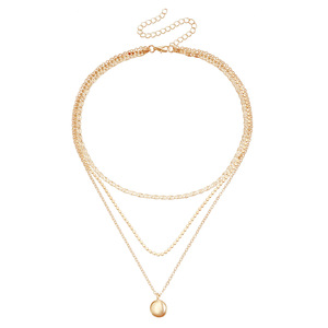 Bijoux transfrontaliers européens et américains INS Artistique Rétro Style Ethnique Pendentif Rond Chaîne Clavicule Sexy Multi-Couche - Product Image 5