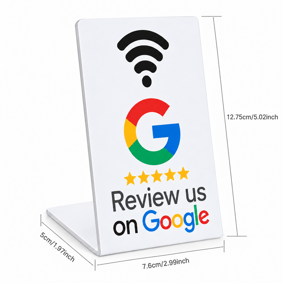 PVC Acrylic Bending Table Sign Custom NFC Review Card NFC QR Code for ...