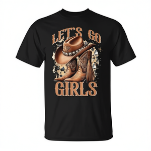 Camiseta Let's Go Girls con Estampado de Botas Vaqueras, Estilo Country Occidental, Unisex para Adultos, Cuello Redondo, Manga Corta, Impresión Digital - Product Image 3