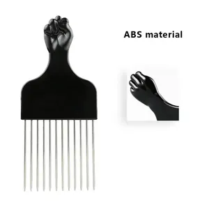 Pettine Afro in Metallo Nero con Denti in Acciaio per Uomo e Donna, per Acconciature e Districatura - Product Image 5