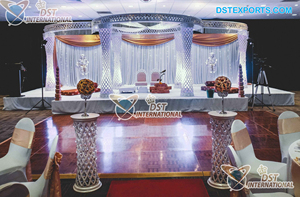 ชุดรูปแบบงานแต่งงานสีขาวมหัศจรรย์ของ Mandap Hindu พิธีแต่งงานในฝันของตกแต่งงานแต่งสีขาว mandap ออสเตรเลีย - Product Image 3