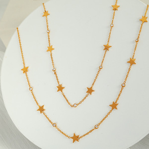 Collier étoile en acier inoxydable plaqué or, pendentif multi-couches pour femmes, bijoux tendance - Product Image 1