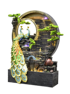 Grande Fontaine Décorative Autoportante en Résine Effet Roche Naturelle avec Eau Courante, Style Chinois Moderne pour Salon - Product Image 4