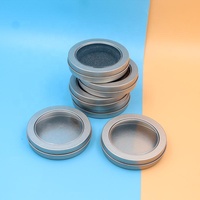 Boîte ronde en fer blanc avec couvercle transparent, conteneur vide pour médailles, aimants de réfrigérateur, nail art, broches, emballages