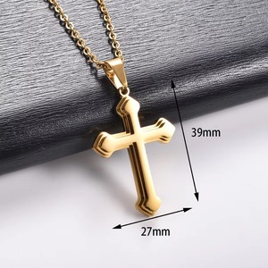 Collar con Colgante de Cruz de 3 Capas de Acero Inoxidable Estilo Punk, para Hombres y Mujeres, Amuleto de Fe Cristiana, Cadena de Metal, Regalo de Joyería - Product Image 2