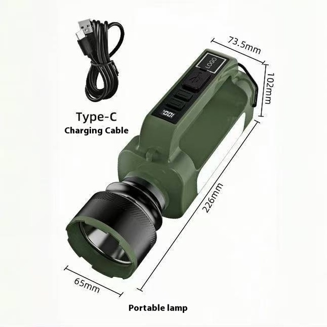 High-brightness White Laser-charged Solar Portable Work Light, Flashlight, Telescopic Zoom Emergency Headlamp