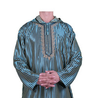 Thobe à manches longues de style marocain, en coton brillant et respirant, avec capuche, pour adulte, Jalabiya Afrique