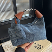 Colefa Tas Tangan Jean Niche Populer Wanita Musim Semi Musim Panas Tas Selempang Serbaguna Tas Tangan Kecil Denim Modis untuk Perjalanan