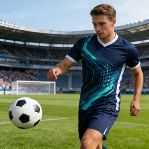 Uniforme de fútbol ligero 100% poliéster con estampado por sublimación, kit de fútbol personalizado con diseño completo para club escolar, camiseta de fútbol. - Product Image 6