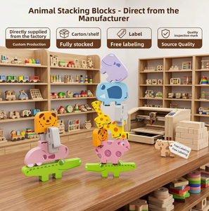 <span class=keywords><strong>Jouet</strong></span> éducatif en bois CPC transfrontalier, blocs de construction empilables musicaux et d'équilibre sur le thème des animaux, pour 14 ans et plus - Product Image 4