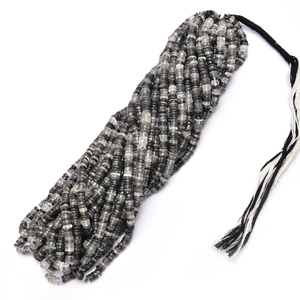 AAA ลูกปัดหินควอตซ์สีดำรุงเรียบ5มม. ลูกปัดร้อยยาง/ยางล้อ | เกลียวเส้นใย16 "| พลอยทับทิมธรรมชาติสีดำธรรมชาติลูกปัดเหรียญ/แผ่นดิสก์ - Product Image 6