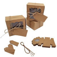 Carta Kraft eco-friendly 8x8x5 pollici scatole torta con finestra in PVC trasparente personalizzabile torta nuziale cartelle per uso alimentare