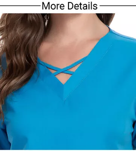 Ensemble de gommages coordonnés pour femmes LOGO PERSONNALISÉ Ensembles d'uniformes de gommage à manches courtes Infirmière avec poches Ensemble uniforme de clinique d'infirmière - Product Image 4