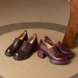 <span class=keywords><strong>Mocassini</strong></span> Casual Cialisa Autunno 2025, Scarpe da <span class=keywords><strong>Donna</strong></span> in Vera Pelle di Alta Qualità, Vintage <span class=keywords><strong>con</strong></span> Punta Rotonda, Slip-On <span class=keywords><strong>con</strong></span> <span class=keywords><strong>Tacco</strong></span> Alto e Grosso - Product Image 4