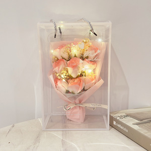 Coffret Cadeau de Savons en Forme de Rose pour les Fêtes, Boîte Cadeau Portable avec Fleurs Séchées, Idéal pour la Saint-Valentin, Cadeau Créatif, Vente en Gros - Product Image 3