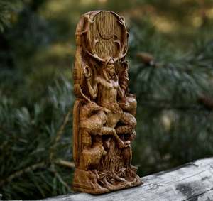 Sculpture en bois artisanale de Cernunnos, statue de Cernun, figurines, dieu cornu, dieu celtique, statue d'autel, dieu païen, dieu wiccan, druide - Product Image 2