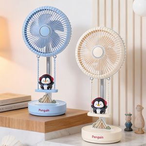Ventilateur de bureau Lingpan, 3 vitesses, rechargeable par USB, angle réglable, pour bureau, chambre à coucher, design pingouin - Product Image 4