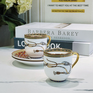 Hot Sale Nordic Luxury Small Floral Horse Rein Pattern Ceramic Coffee <b>Cup</b> <b>Saucer</b> Set - Product Image 2
