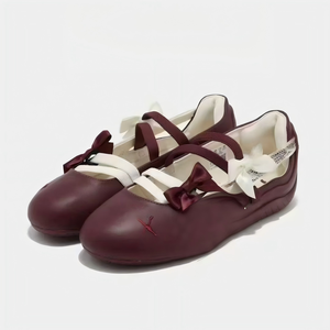 Zapatos Planos Estilo Mary Jane con Lazo Color Borgoña <span class=keywords><strong>para</strong></span> <span class=keywords><strong>Hombre</strong></span>, Zapatos Casuales <span class=keywords><strong>de</strong></span> <span class=keywords><strong>Ballet</strong></span> <span class=keywords><strong>para</strong></span> Verano, Primavera, Otoño e Invierno - Product Image 1