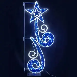 Uplumin Ano Novo Decoração 2D Star Light Led Street Natal Motif Column For Street Pole Decoração