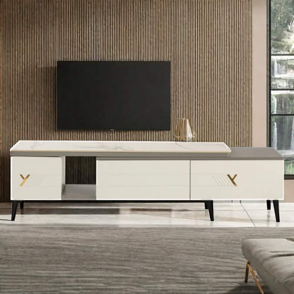 Mesa de centro de chá e suporte de TV de madeira moderna e durável, conjunto extensível de móveis para sala de estar, armário de tv, mobils para TV