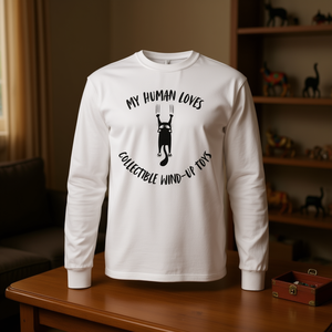Camiseta de manga larga My Human Loves Collectible Wind Up Toys Cat Parent Hobby - Product Image 3