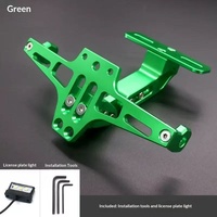 Accessoires de modification de moto, support de plaque d'immatriculation rétractable en alliage d'aluminium CNC, lumière LED, style avion, YDASE