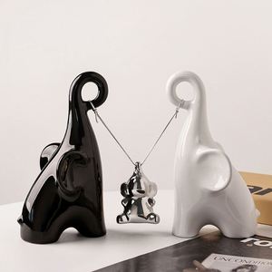 Dropshipping Shopify Creative Luxury-Style Ceramic <b>Elephant</b> <b>Ornament</b> for Home - Living Room, TV Cabinet, Wine Cabinet Decoration - Product Image 2