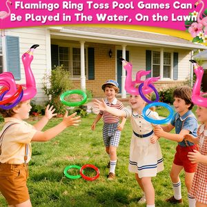 Jeu de lancer gonflable flamant rose le plus vendu, décoration de fête Luau, jouet flottant de plage hawaïenne, jeu de carnaval extérieur pour enfants - Product Image 6