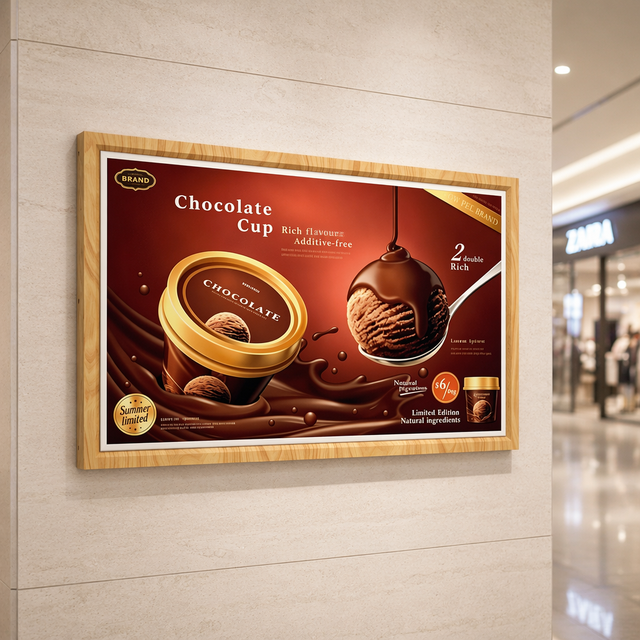 25.3" 3200x1800 Color E Ink Billboard Android 7.1 Wood Frame Smart E-Paper Digital Signage Indoor Subway Retail Menu Board