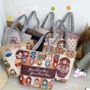 Sac Tendance 2025 bolso de hombro de estilo ruso bolso de lona para estudiantes bolso de mujer de muñeca de tela bordada de dibujos animados - Product Image 1