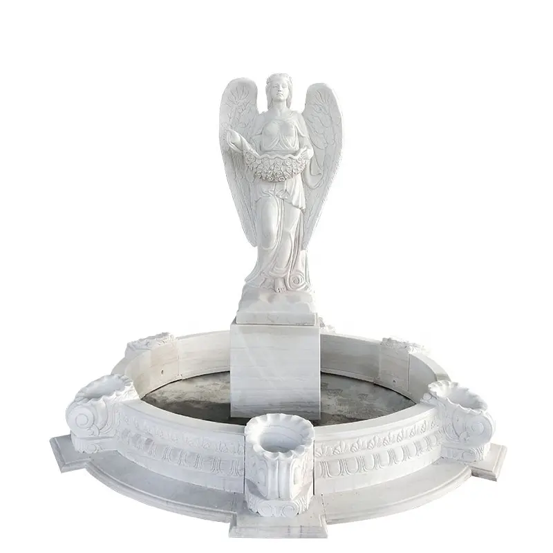 European Religious Style Garden Outdoor and Indoor Decorative Natural stone material Water Fountain with angel Statue